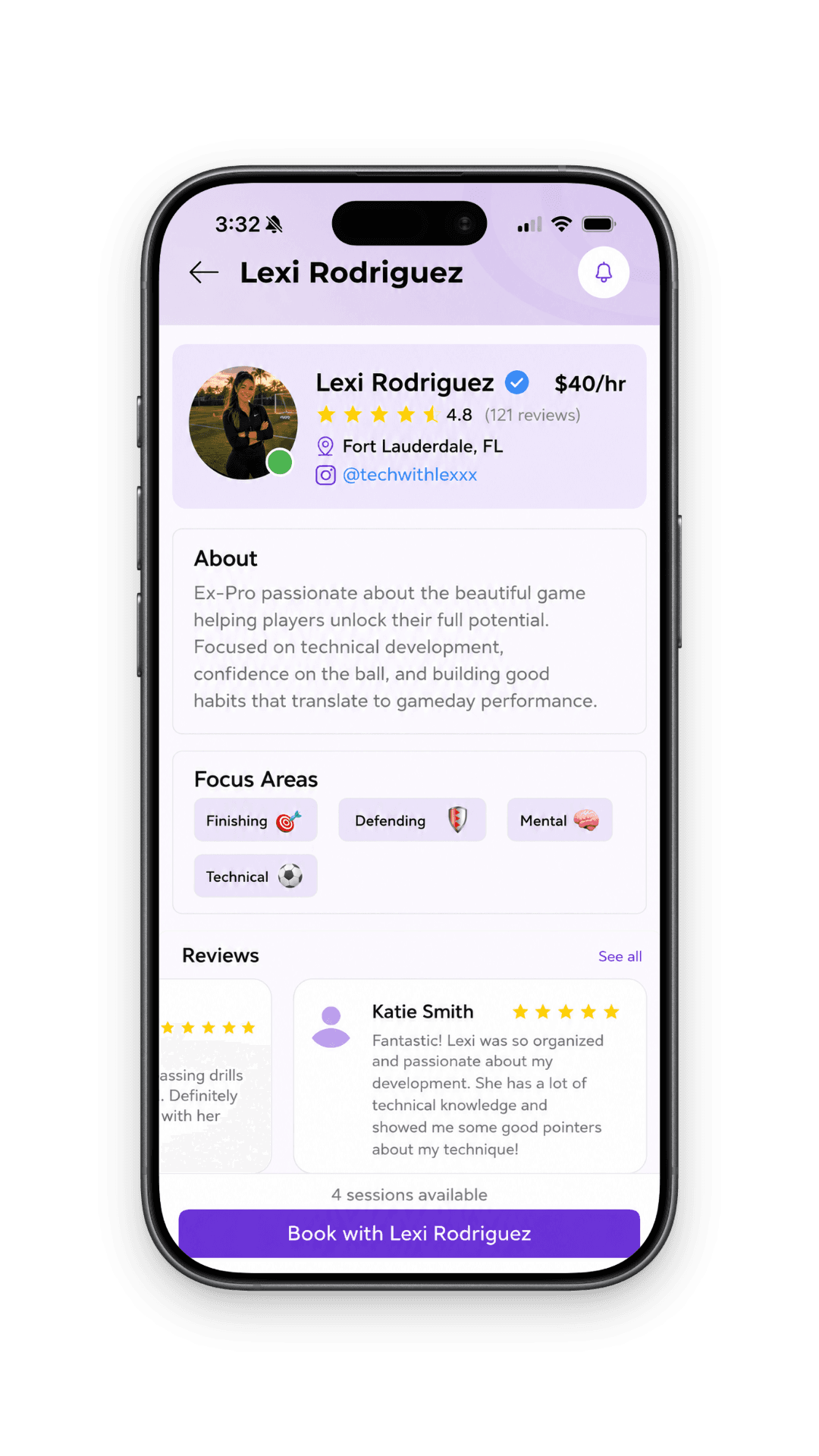Coach profile screen