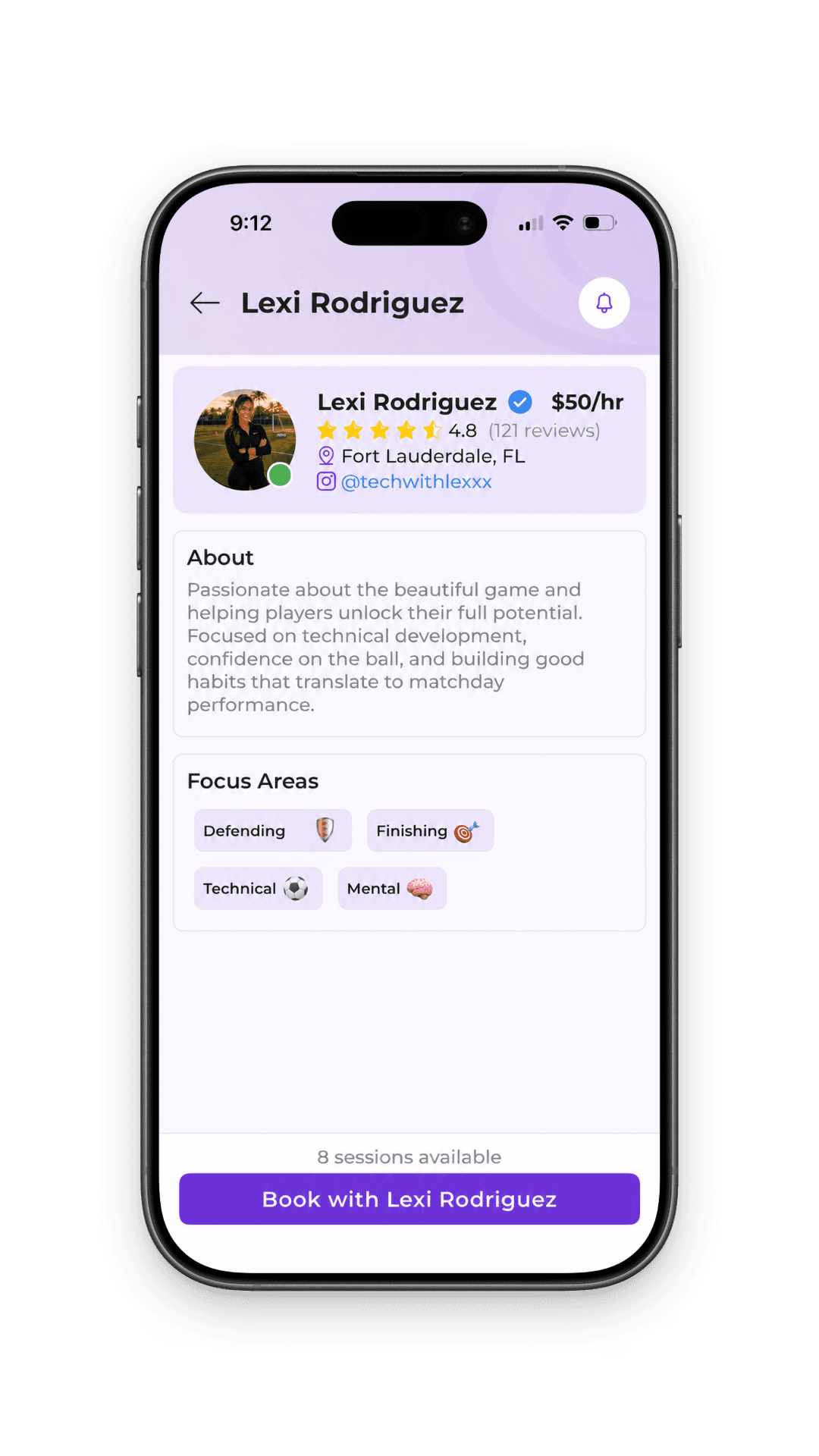 Coach profile screen